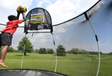 trampoline basketball hoop